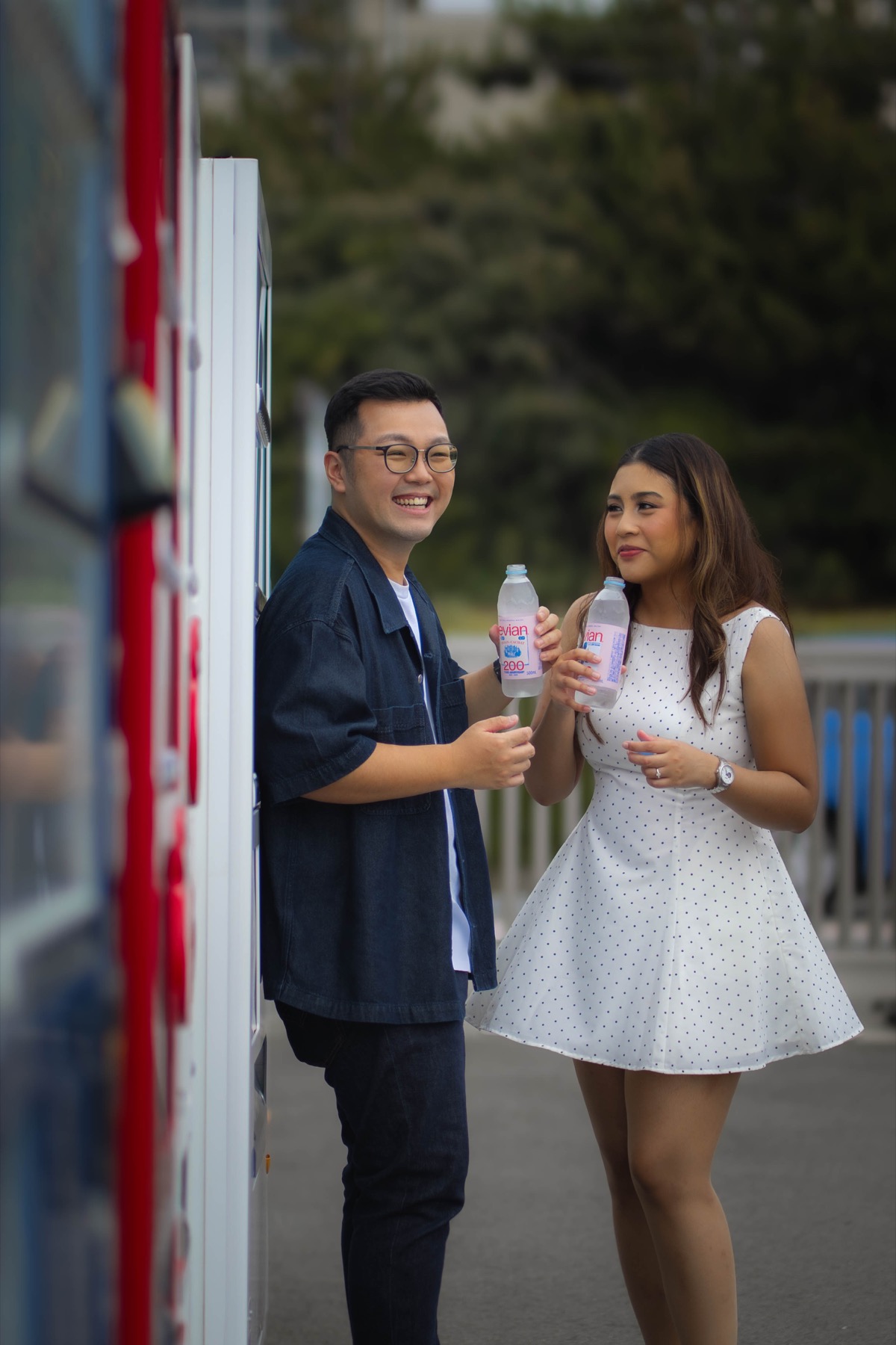 Declann and Afrina sharing a candid drink together